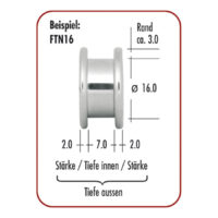 Hopeinen flesh-tunneli kirurginteräs 316L ulkokierteellä, Ø 16,0 mm