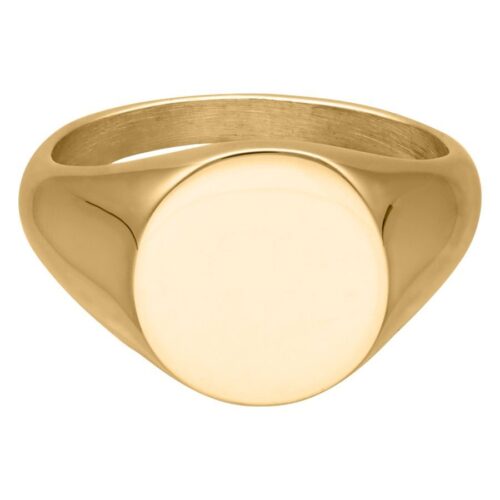 Kultainen kaiverrettava rengas kirurginteräksestä, 17,0 mm, valkoisella taustalla