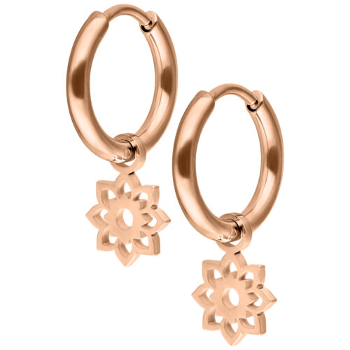 Ruusukultaiset Mini Flower Hoops kukkariipuksella valkoisella taustalla
