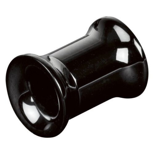 Musta kirurginteräksinen tunneli, koko 6,0 mm, valkoisella taustalla