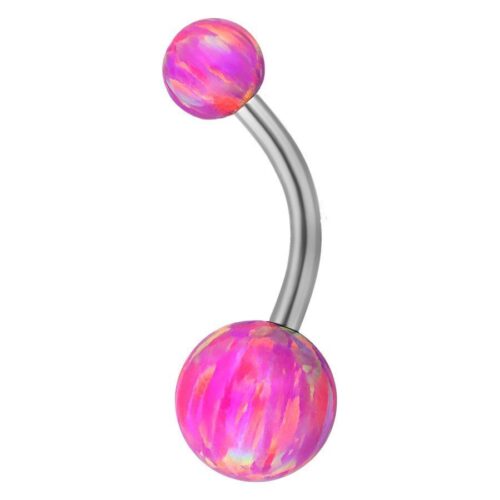 Titaaninen Bananabell pinkki-kirjavalla Bubble Gum Opalilla, pituus 8,0 mm
