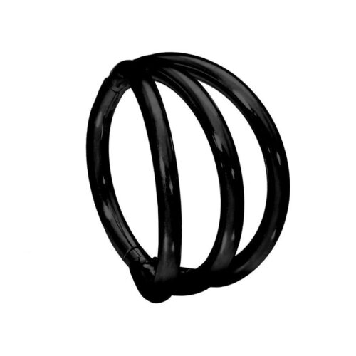 Musta 3-renkainen Clicker kirurginteräksestä, 12 mm halkaisija