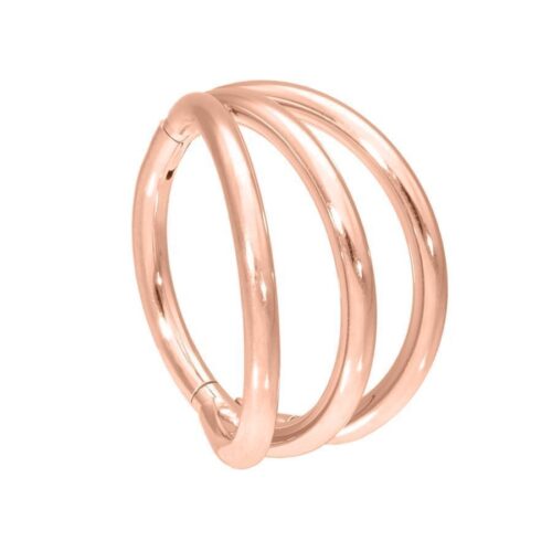 Kolminkertainen rengas Clicker ruusukultaa, 12 mm halkaisijalla valkoisella taustalla