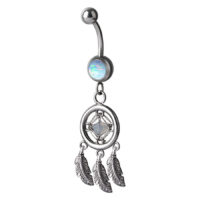 Dreamcatcher Opal Bananabell mintunvihreänä Hopeinen bananabell mintunvihreällä synteettisellä opalilla ja unisieppari-designilla