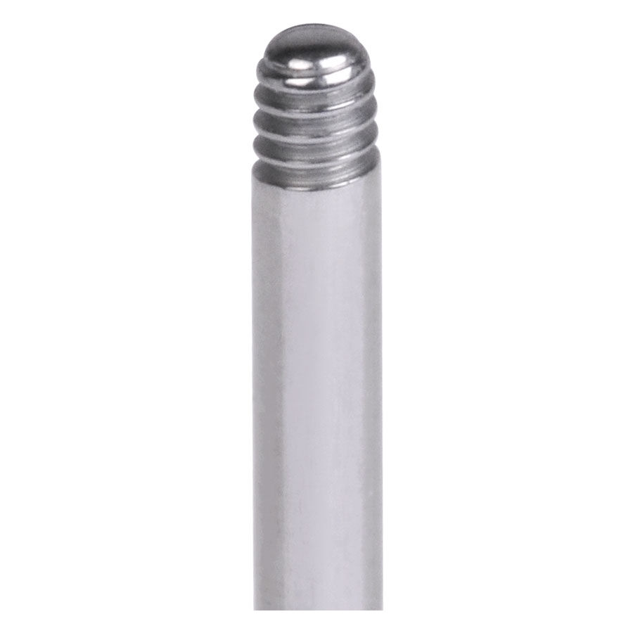 Hopeinen titaaninen labret ilman palloa 1,2 mm Hopeinen mikro labret titaanista ulkokierteellä valkoisella taustalla