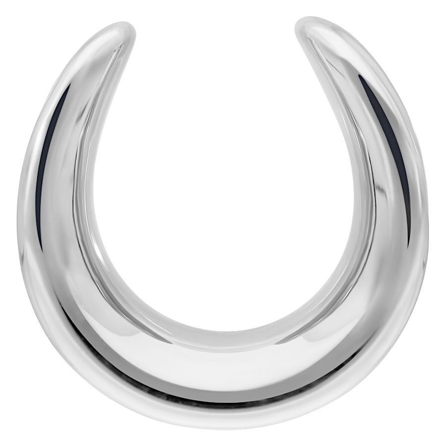 Hopeanvärinen Ear Saddle kirurginteräksestä, koko 30mm, valkoisella taustalla