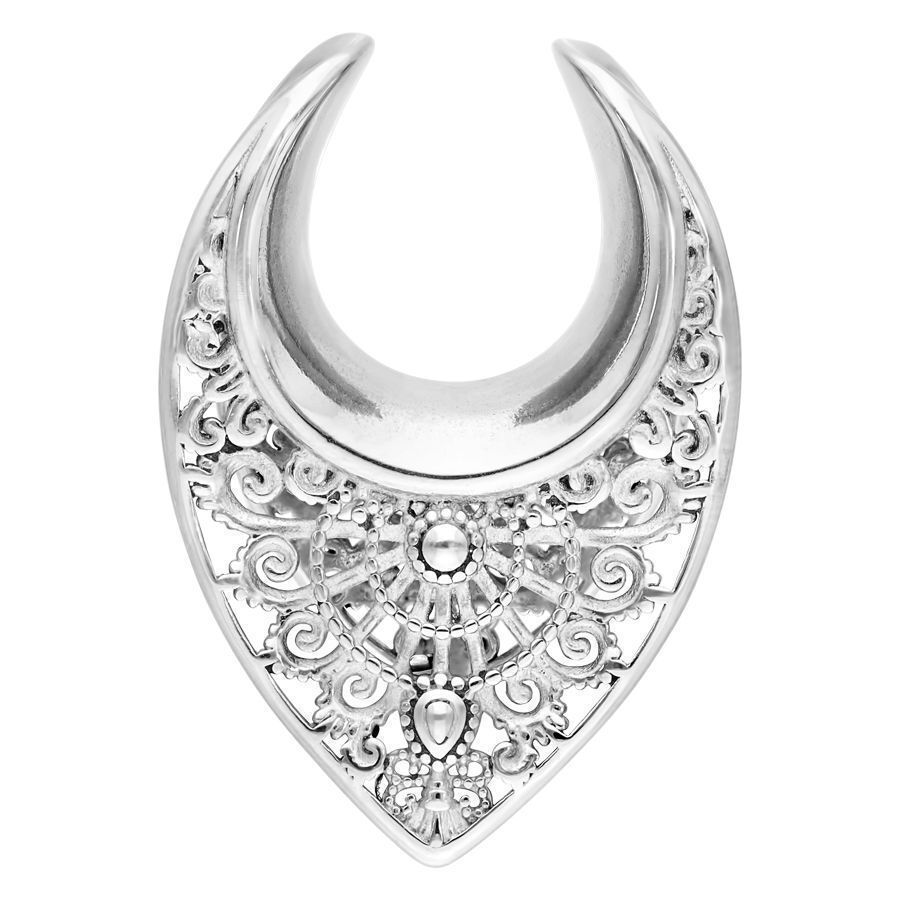 Hopeinen Ear Saddle Oriental 25mm Hopeinen Ear Saddle Oriental hienolla kuvioinnilla, koko 25mm