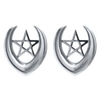 Hopeiset Pentagrammi Korvakorut 6,0 mm Hopeiset korvakorut pentagrammikuviolla, koko 6,0 mm, valkoisella taustalla