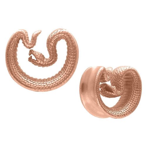 Ruusu-kultaiset käärme-Ear Saddles, 30 mm koko, valkoisella taustalla