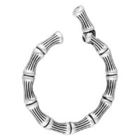 Bonechain korvapaino kirurginteräksestä, hopea Hopeinen Bonechain korvapaino kirurginteräksestä, pyöreä, valkoisella taustalla