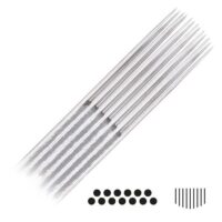 Magnum Curved Long Taper Tattoonadeln, 50 Stk Silberne Magnum Curved Long Taper Tattoonadeln auf weißem Hintergrund