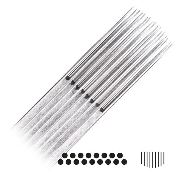 Magnum Curved Long Taper Tattoonadeln 50 Stk Magnum Curved Long Taper Tattoonadeln aus Chirurgenstahl auf weißem Hintergrund