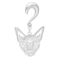 Hopeiset Sphynx-korvapainot 8,0 mm Hopeinen Sphynx-korvapaino kissan muodossa valkoisella taustalla