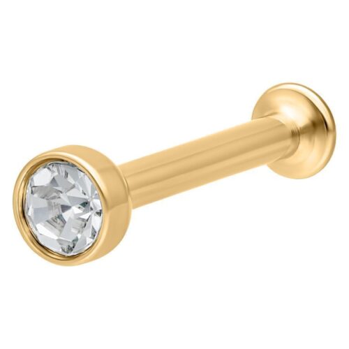 Kultainen labret kristallikärjellä valkoisella taustalla