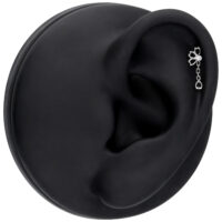 Hopeinen Push Fit Falling Bloom korvakoru Hopeinen korva-piercing-koru kristallilla mustalla taustalla