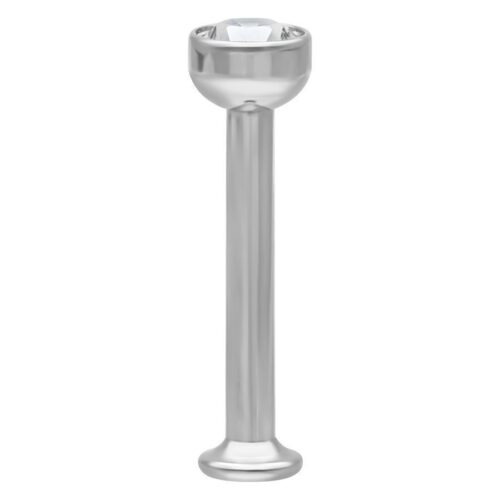 Hopeinen Mini Titan Labret kirkkaalla kristallilla valkoisella taustalla
