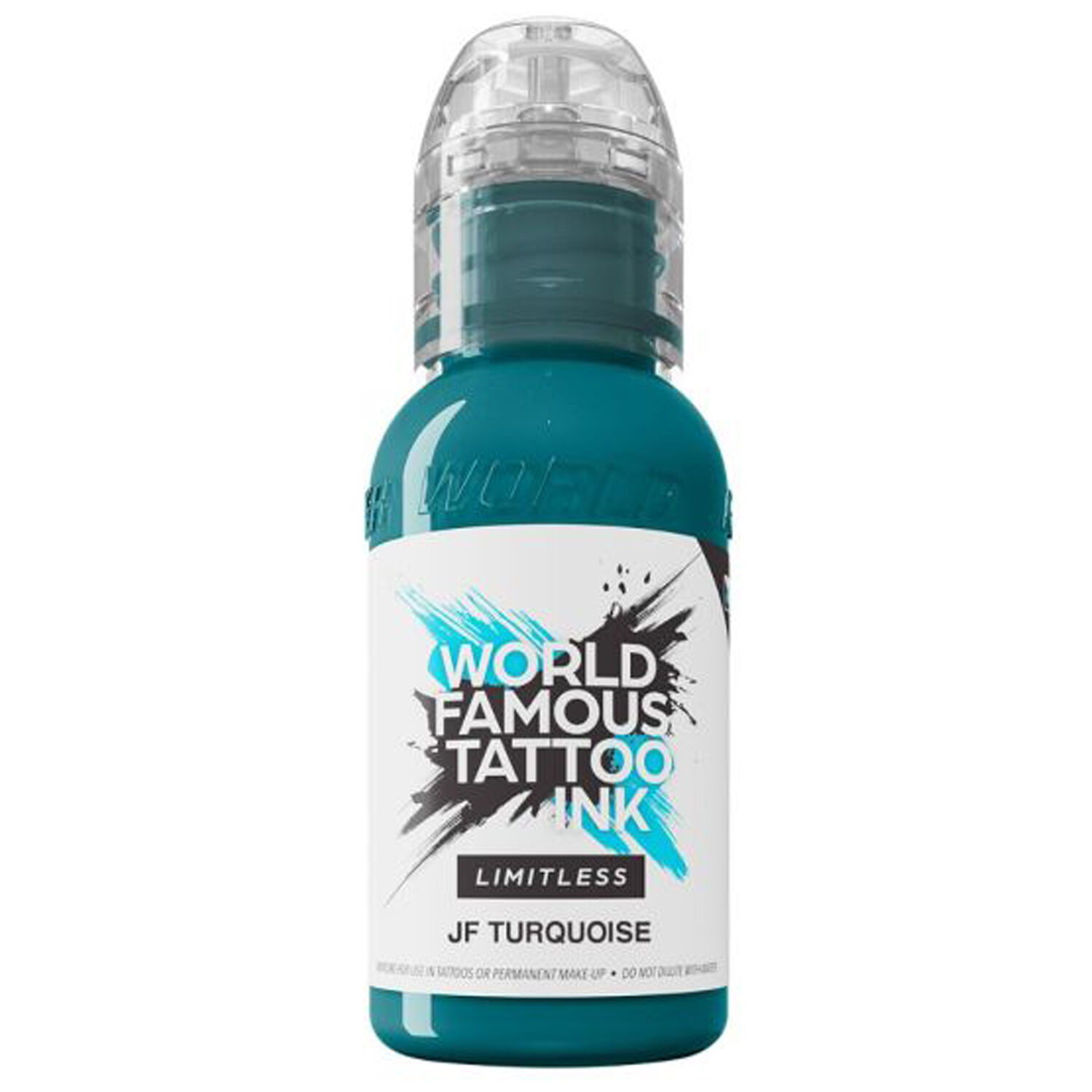 World Famous Ink JF Turquoise Tatuointiväri 30 ml pullo World Famous Ink JF Turquoise valkoisella taustalla