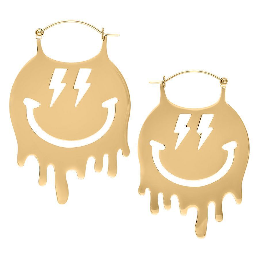 Kultaiset Smiley Big Hoops korvakorut salamakuvioinnilla valkoisella taustalla