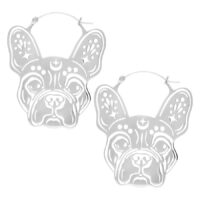 Hopeiset bulldog-korvarenkaat kirurginteräksestä valkoisella taustalla