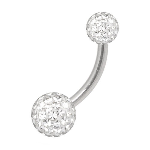 Hopeanvärinen titaani Bananabell kirkkailla kristalleilla, pallot 4mm/6mm