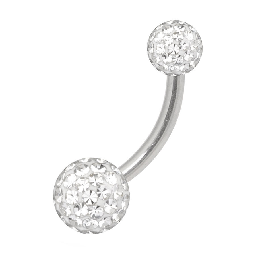 Hopeanvärinen titaani Bananabell kirkkailla kristalleilla, pallot 4mm/6mm