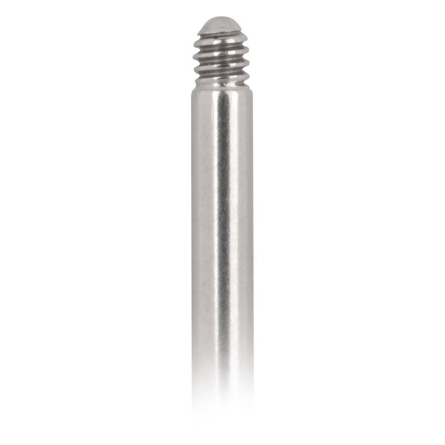 Mikro Titan Labret ulkokierteellä, hopea Hopeinen labret titaanista ulkokierteellä valkoisella taustalla