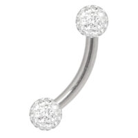 Multi Jewelled Micro, kristallinkirkas, 3 mm pallo Hopeinen titaanipiercing kristallinkirkkailla palloilla valkoisella taustalla