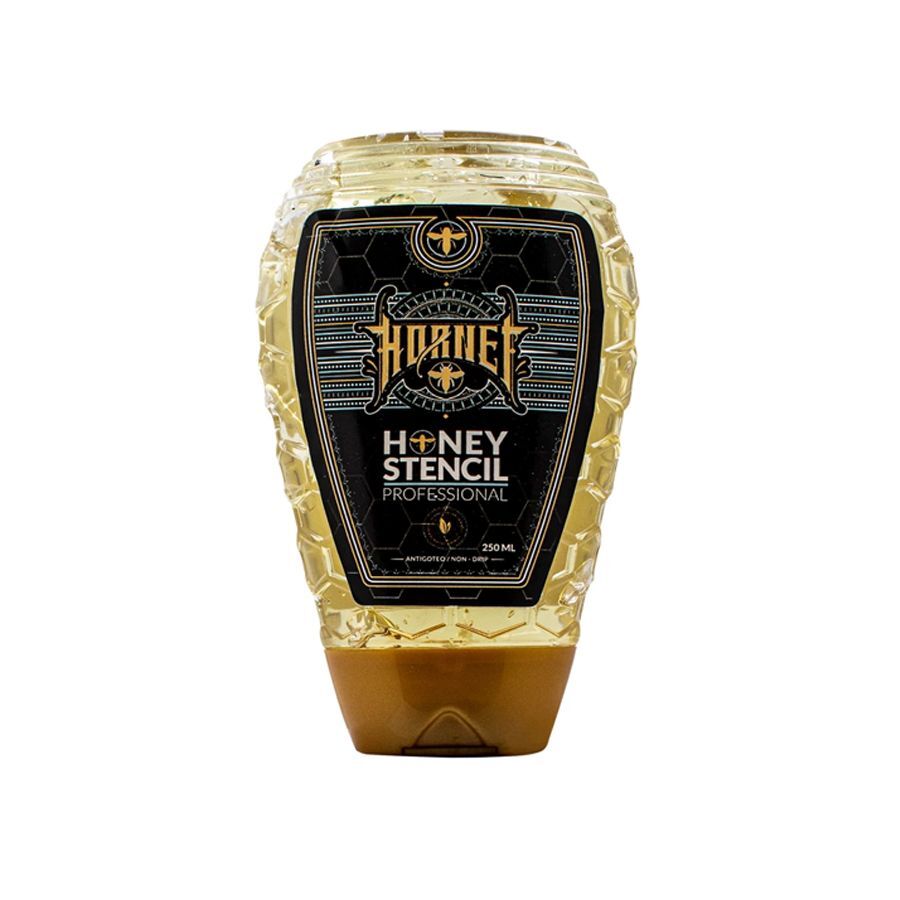 Honey Stencil Tatuointitarvike 250 ml Läpinäkyvä Honey Stencil -pullo mustalla etiketillä, 250 ml