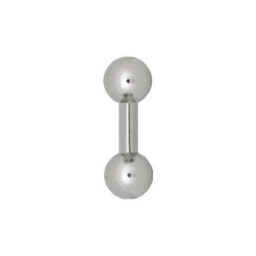 Hopeinen Basic Barbell, 5,0 mm paksuus ja 8,0 mm pallot valkoisella taustalla