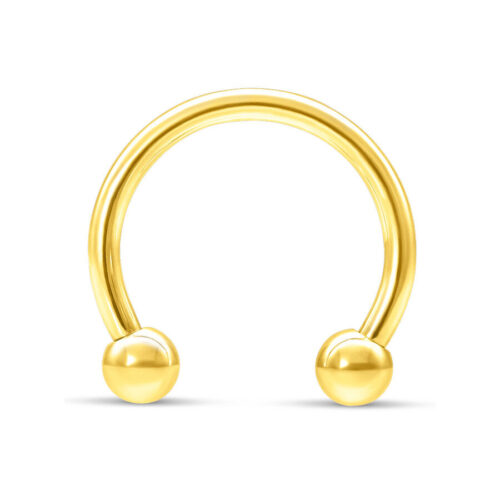 Kultainen 18K Circular Barbell ulkokierteellä valkoisella taustalla