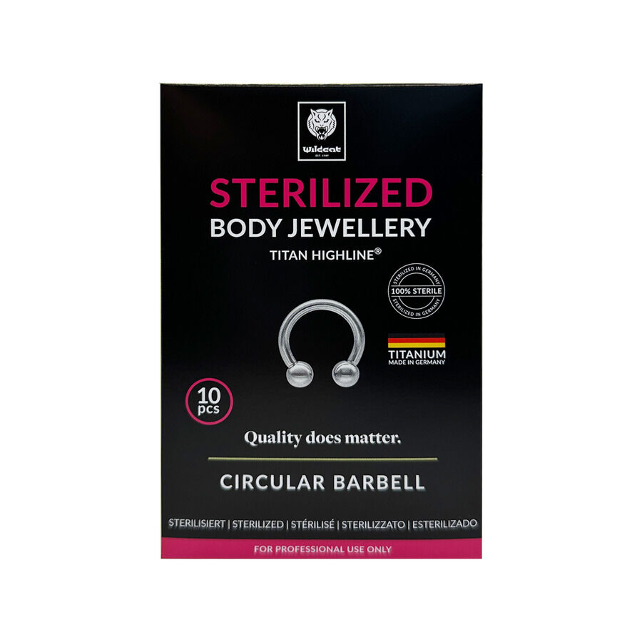 Steriloitu titaaninen Circular Barbell Hopeinen titaaninen Circular Barbell mustalla taustalla