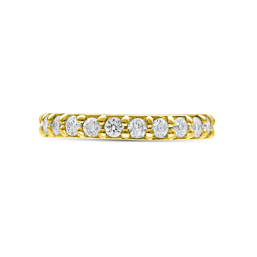 14K kultasormus timanttirivillä Hinged-kultasormus kirkkailla timanteilla valkoisella taustalla