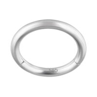 Saranoitu rengas 14K valkokultainen lävistys Elegantti 14K valkokultainen saranoitu rengas valkoisella taustalla