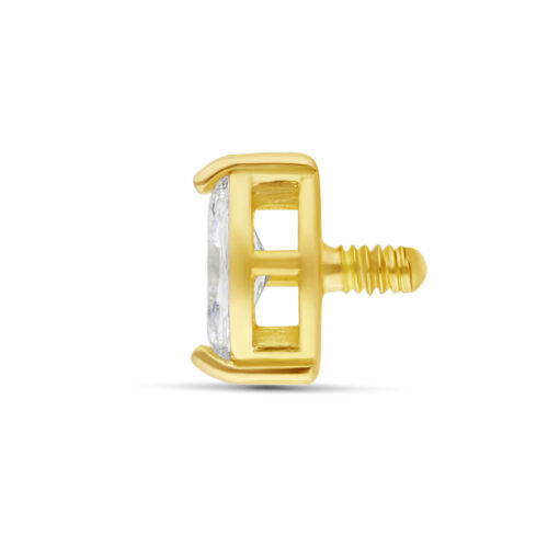 Kultainen 18K lävistyskoru zirkonilla, 4,0 mm koko, valkoisella taustalla