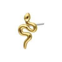 Kultainen käärmekoriste 14K kultaa Push-Fit lävistyksiin valkoisella taustalla