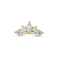 14K Kultainen Tiara -lisäosa kristalleilla Kultainen Tiara-lisäosa kirkkailla kristalleilla valkoisella taustalla