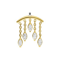18K Kultainen Helix -lisäosa kristalliriipuksilla Kultainen Helix-piercing-lisäosa viidellä kirkkaalla kristalliriipuksella