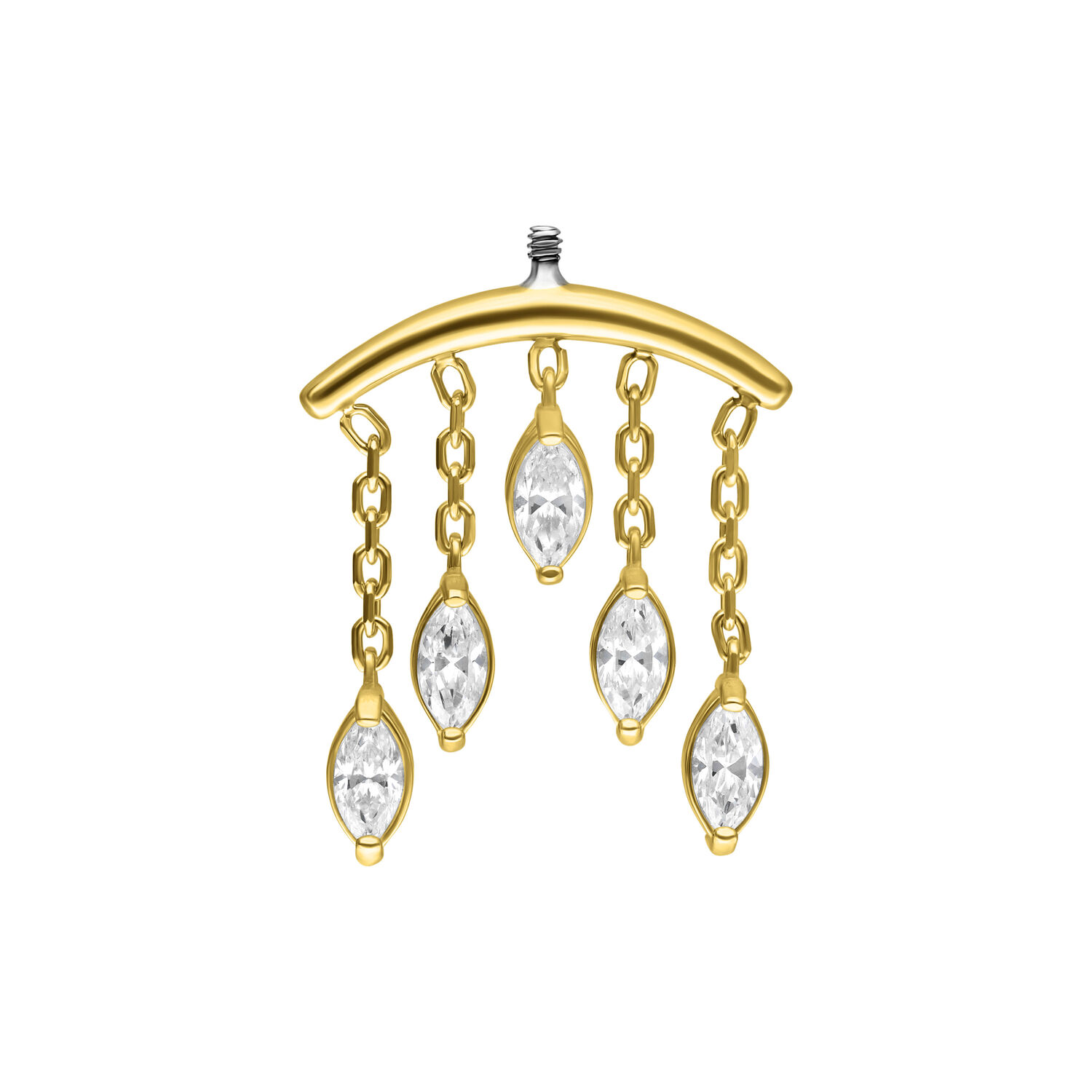 18K Kultainen Helix -lisäosa kristalliriipuksilla Kultainen Helix-piercing-lisäosa viidellä kirkkaalla kristalliriipuksella
