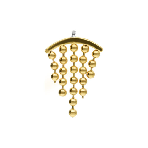 Kultainen Helix-piercing-osa palloilla valkoisella taustalla