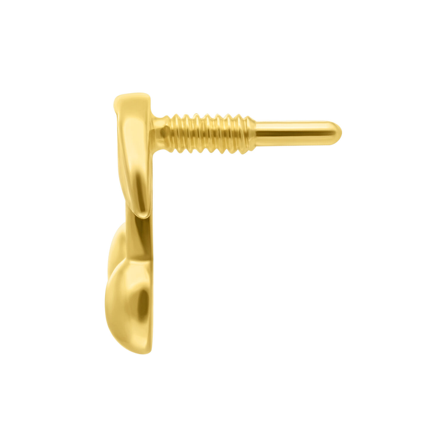 14K Kultainen Perfect Fit Kirsikka-Atsaus Kultainen kirsikan muotoinen atsauke sisäkierteellä valkoisella taustalla