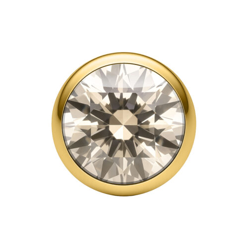 Kultainen 2,5 mm kristallipallo Fancy Champagne -värillä valkoisella taustalla