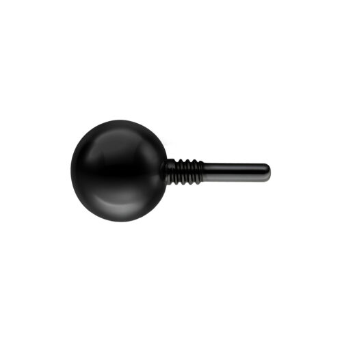 Musta 2,5 mm pallo labretille sisäkierteellä valkoisella taustalla