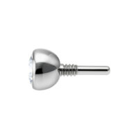 Kristallinkirkas labret-koriste hopeassa, 2,5 mm Hopeinen labret-koriste kristallinkirkkaalla kristallilla, 2,5 mm pallokoko, valkoisella taustalla