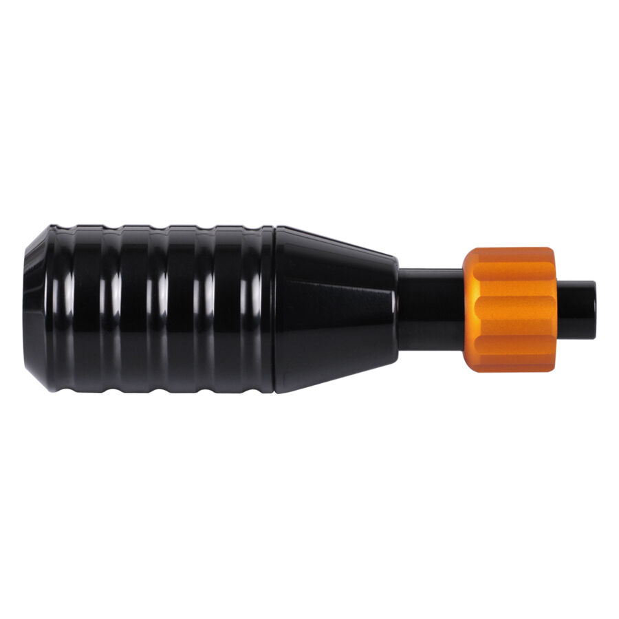 Musta HAWK-kahva 25mm Musta HAWK-kahva 25mm valkoisella taustalla, oranssilla yksityiskohdalla