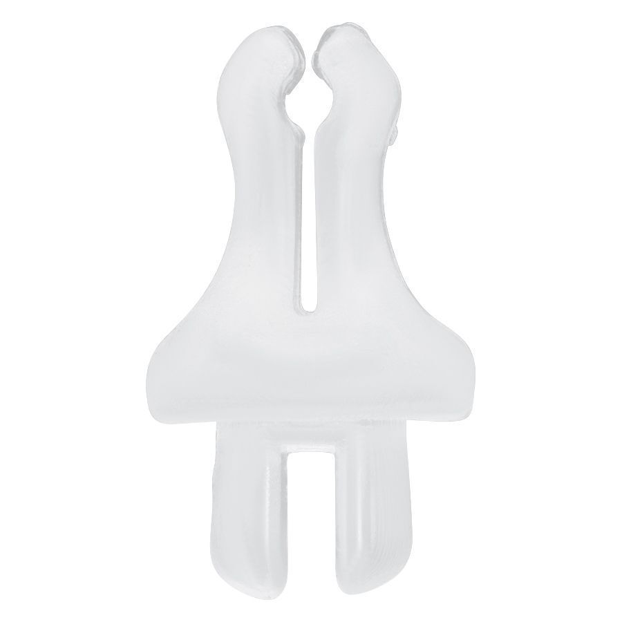 Läpinäkyvä klipsi Body Bit -näytöille Läpinäkyvä PTFE-klipsi Body Bit -näytöille valkoisella taustalla