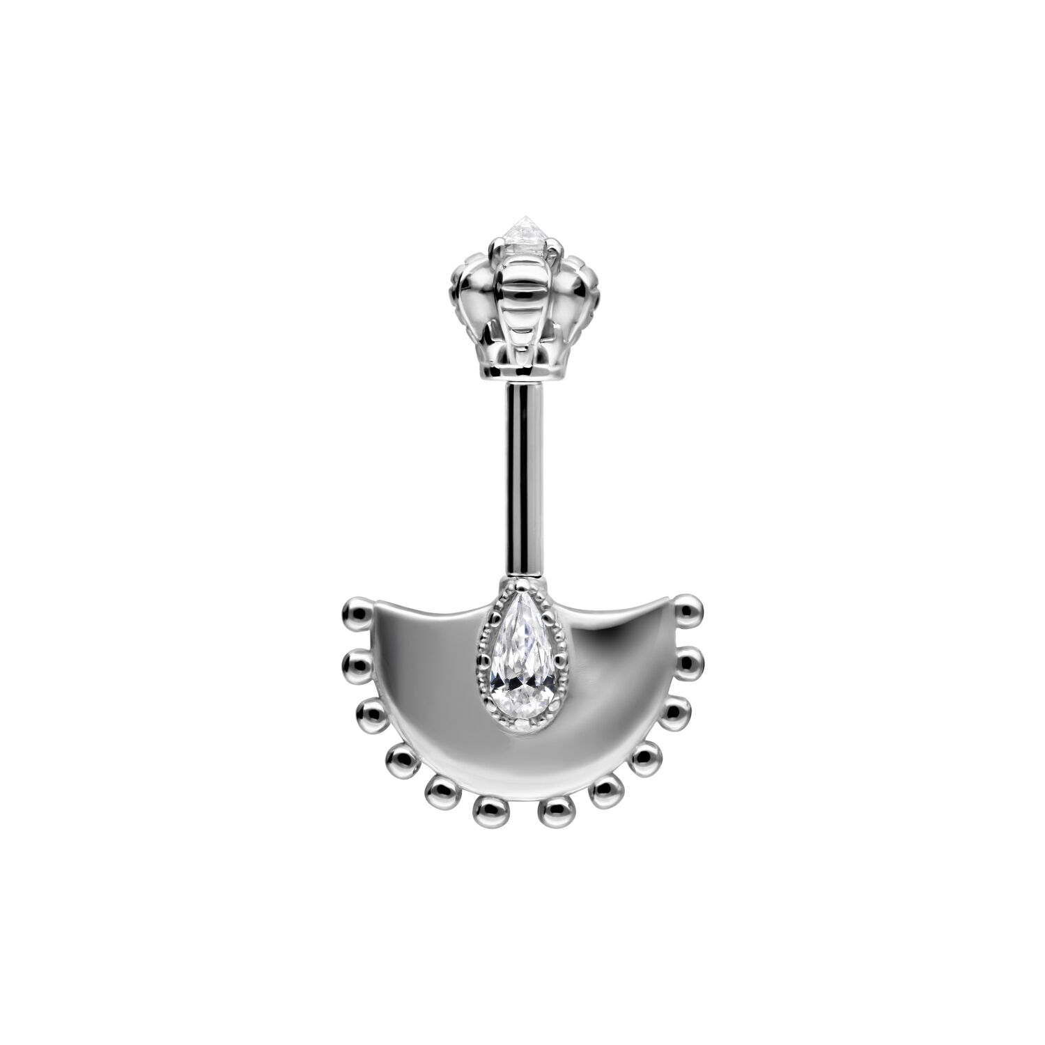 Hopeinen Helix Barbell kristallilla Hopeinen Helix Barbell kirkkaalla kristallilla valkoisella taustalla