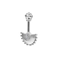 Pystysuora Helix Barbell Hopea Kristallilla Hopeinen pystysuora Helix Barbell kirkkaalla kristallilla valkoisella taustalla
