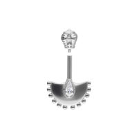 Hopeinen Helix Barbell kristallilla Hopeinen Helix Barbell kristallinkirkkaalla kivellä valkoisella taustalla