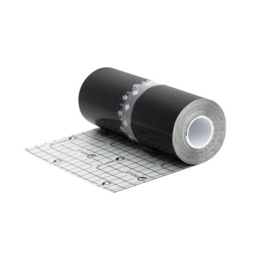 Musta Dermalize® Pro Roll kalvokääre, osittain rullattu valkoisella taustalla