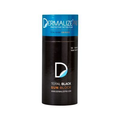 Musta Dermalize® Pro Roll kalvo, 15 cm x 10 m valkoisella taustalla